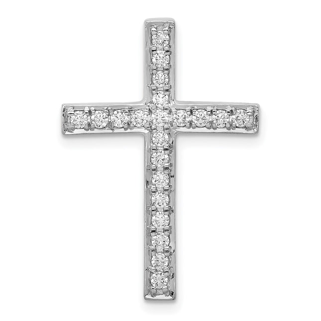14K white gold diamond cross chain