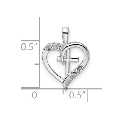 14K White Gold Heart Cross Pendant Mounting, 17 x 17mm