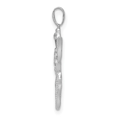 14K White Gold Diamond Angel Pendant