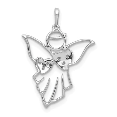 14K White Gold Diamond Angel Pendant