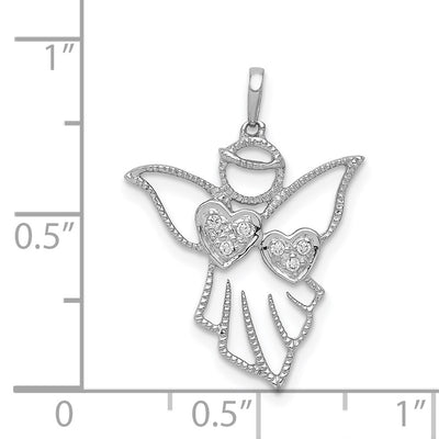 14K White Gold Diamond Angel Pendant