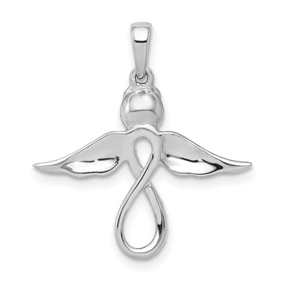 14K White Gold Diamond Infinity Angel Pendant
