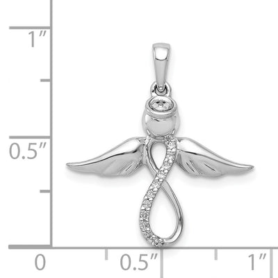 14K White Gold Diamond Infinity Angel Pendant