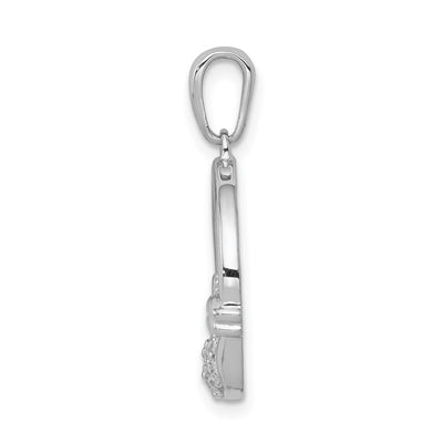 14K White Gold Diamond Claddagh Circle Pendant