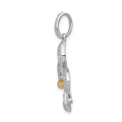 14K Two-Tone Diamond Fleur De Lis Pendant