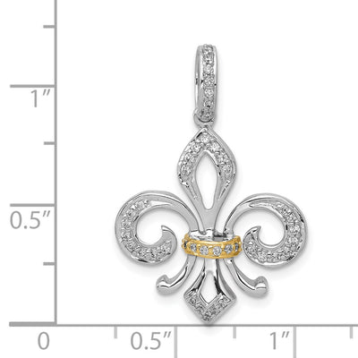 14K Two-Tone Diamond Fleur De Lis Pendant