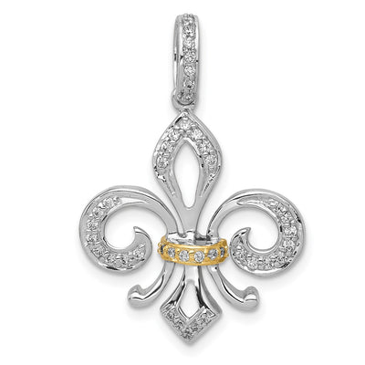 14K gold diamond fleur de lis pendant