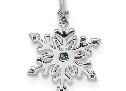 14k White Gold 1/. Blue and White Diamond Snowflake Pendant (Style PM5161-BD-010-WA)
