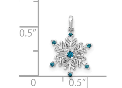 14k White Gold 1/. Blue and White Diamond Snowflake Pendant (Style PM5161-BD-010-WA)