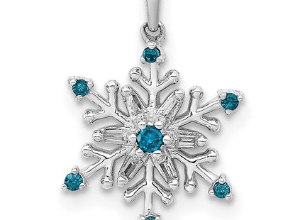14k White Gold 1/. Blue and White Diamond Snowflake Pendant (Style PM5161-BD-010-WA)