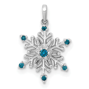 14k White Gold 1/. Blue and White Diamond Snowflake Pendant (Style PM5161-BD-010-WA)