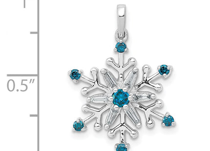 14K white gold diamond snowflake pendant, further view