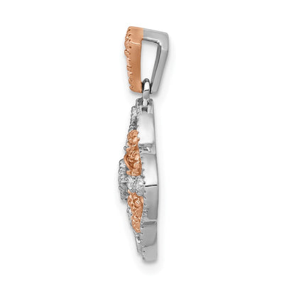 14K White Gold with Rose Rhodium 1/10 carat Diamond Vintage Pendant