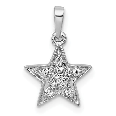 14K white gold diamond star pendant