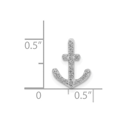14K White Gold 1/. Diamond Anchor Chain Slide, 12.85mm