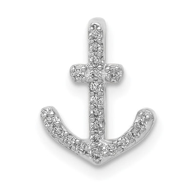 14K white gold diamond anchor link anchor chain