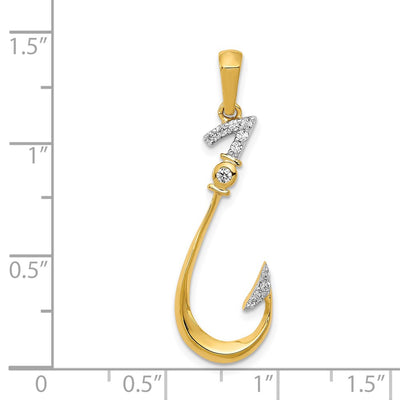 14K Diamond Fish Hook Pendant
