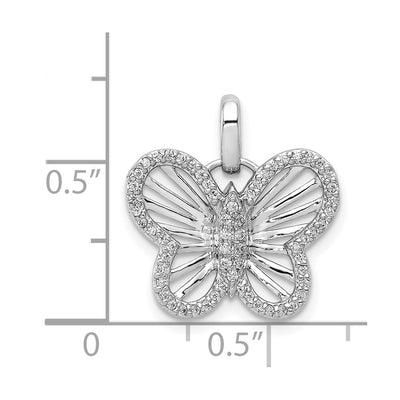14K White Gold Diamond Butterfly Pendant