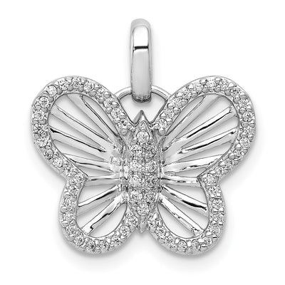 14K white gold diamond butterfly pendant
