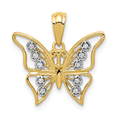 14K gold diamond butterfly pendant