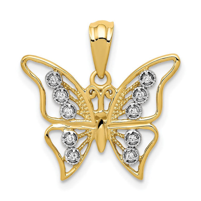 14k Yellow & Rhodium Pendants Style PM5213 - Classique Jewelry Inc.