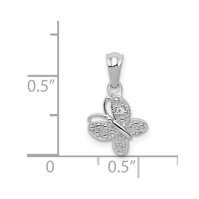 14K White Gold .. Diamond Butterfly Pendant