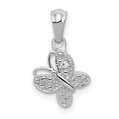 14K white gold diamond butterfly pendant
