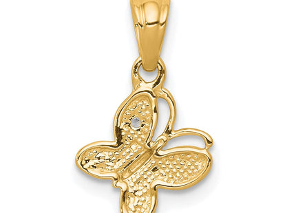 14k Polished .. Diamond Butterfly Pendant (Style PM5214-001-YA)