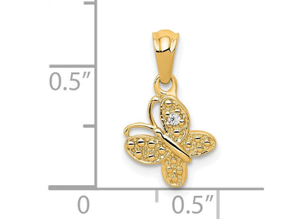 14k Polished .. Diamond Butterfly Pendant (Style PM5214-001-YA)