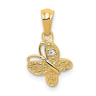 14k Polished .. Diamond Butterfly Pendant (Style PM5214-001-YA)