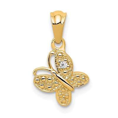 14K gold diamond butterfly pendant