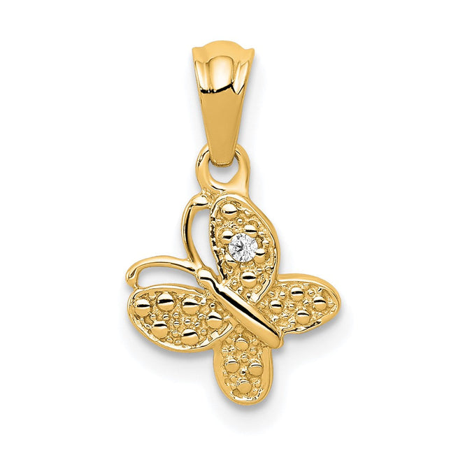 14k Polished .. Diamond Butterfly Pendant, 16.8 x 9.9mm