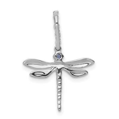14K White Gold Blue and White Diamond Dragonfly Pendant