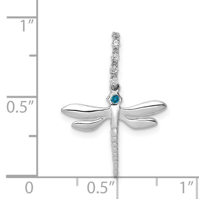14K White Gold Blue and White Diamond Dragonfly Pendant
