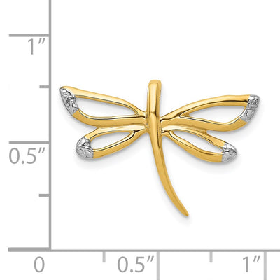 14K Diamond w/Rhodium Accent Dragonfly Chain Slide