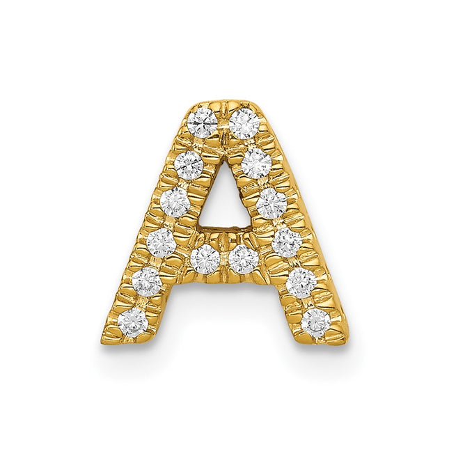 14K gold diamond letter A charm