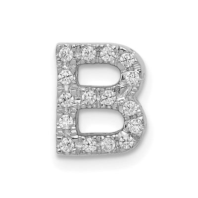14K White Gold Diamond Letter B Initial Charm