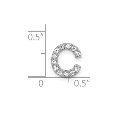 14K White Gold Diamond Letter C Initial Charm