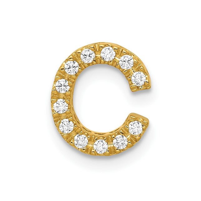 14K gold diamond letter C charm