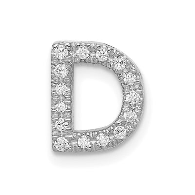 14K White Gold Diamond Letter D Initial Charm