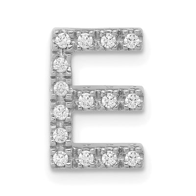 14K White Gold Diamond Letter E Initial Charm