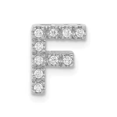 14K White Gold Diamond Letter F Initial Charm
