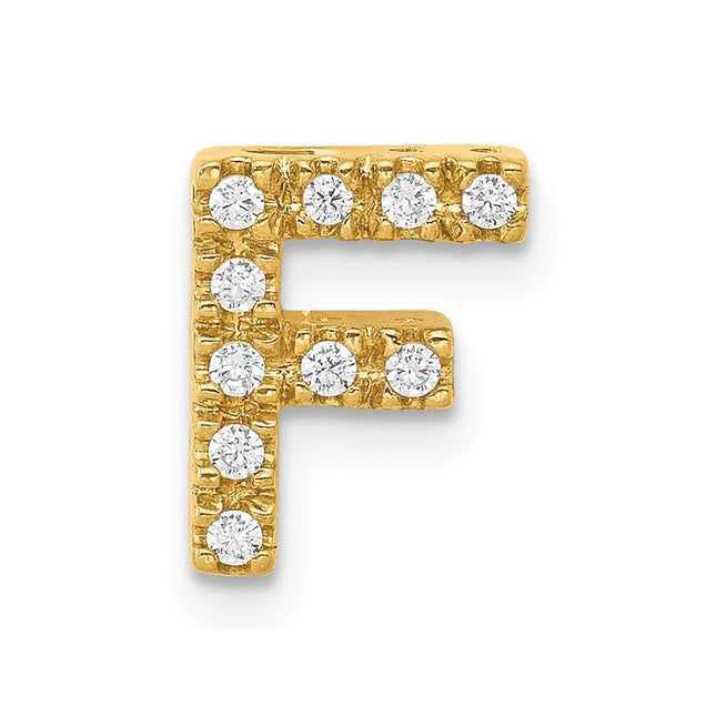 14K gold diamond letter F charm