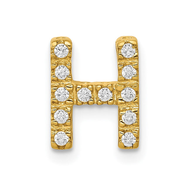 14K gold diamond letter H charm