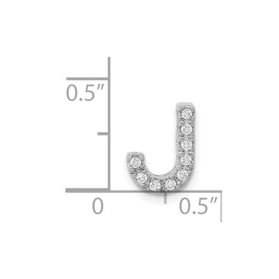 14K White Gold Diamond Letter J Initial Charm