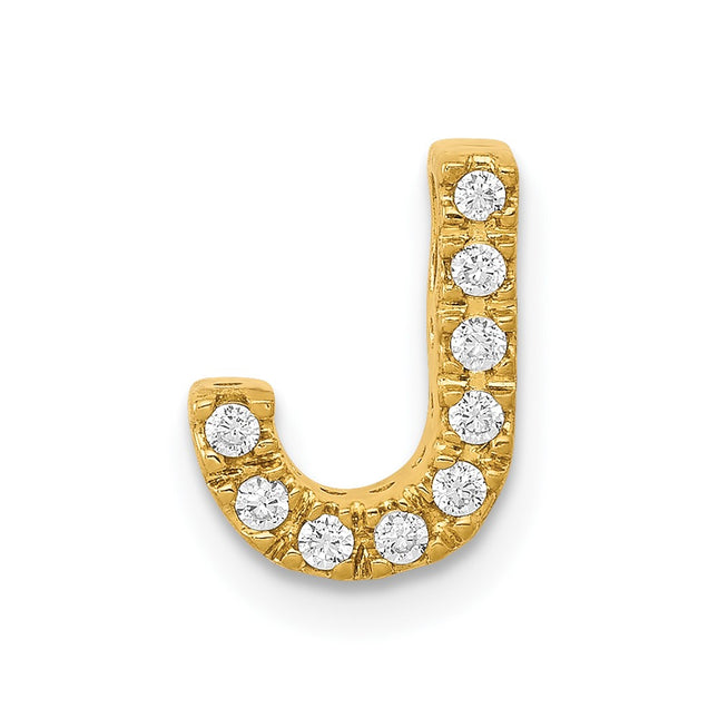 14K gold diamond letter J charm