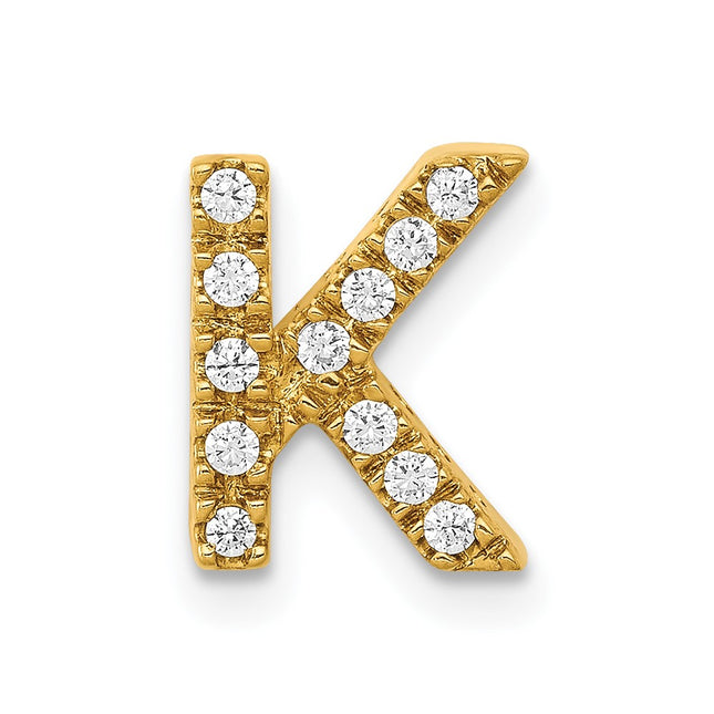 14K gold diamond letter K charm
