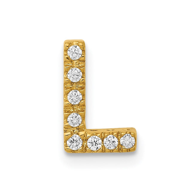 14K gold diamond letter L charm