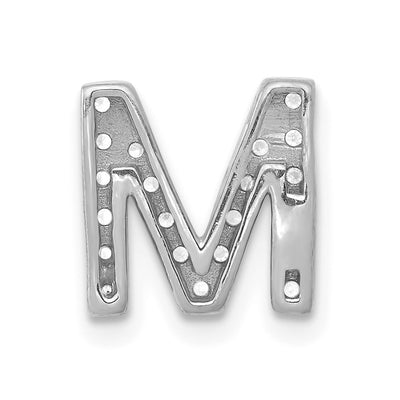 14K White Gold Diamond Letter M Initial Charm