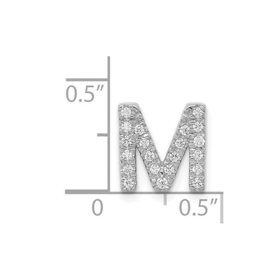14K White Gold Diamond Letter M Initial Charm